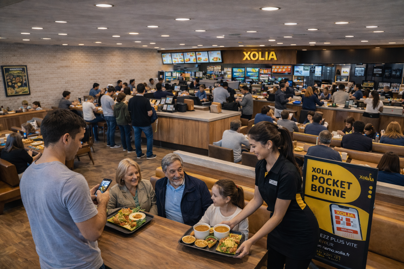 Ambiance restaurant moderne avec présence Xolia